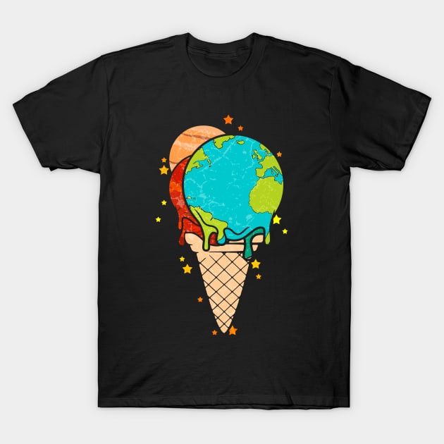 Ice Cream with Planets T-Shirt by Mila46